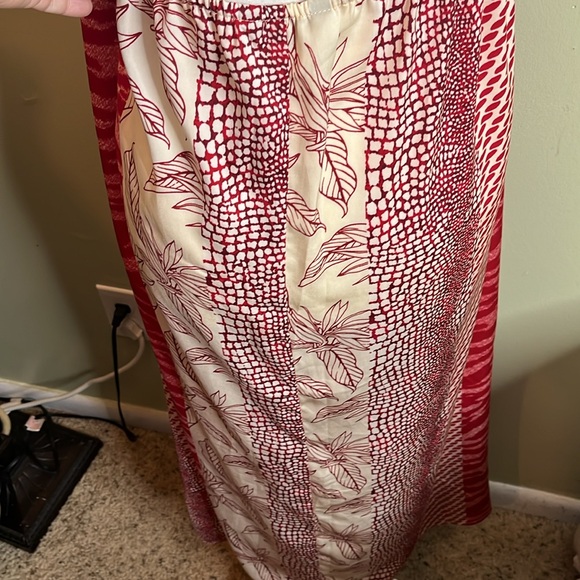 Banana Republic TWIST-NECK RED SUNSET MIDI DRESS Elegant Red and White Dress - Picture 12 of 15